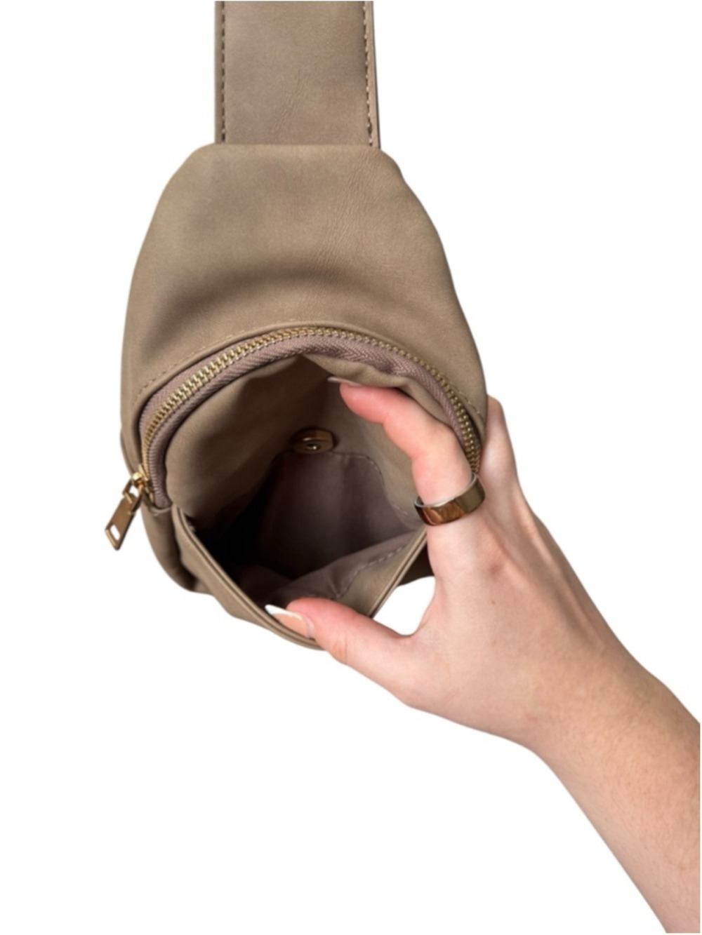 Women's Unbranded Taupe Crossbody Bag with Adjustable Strap, One Size - Picture 4 of 9